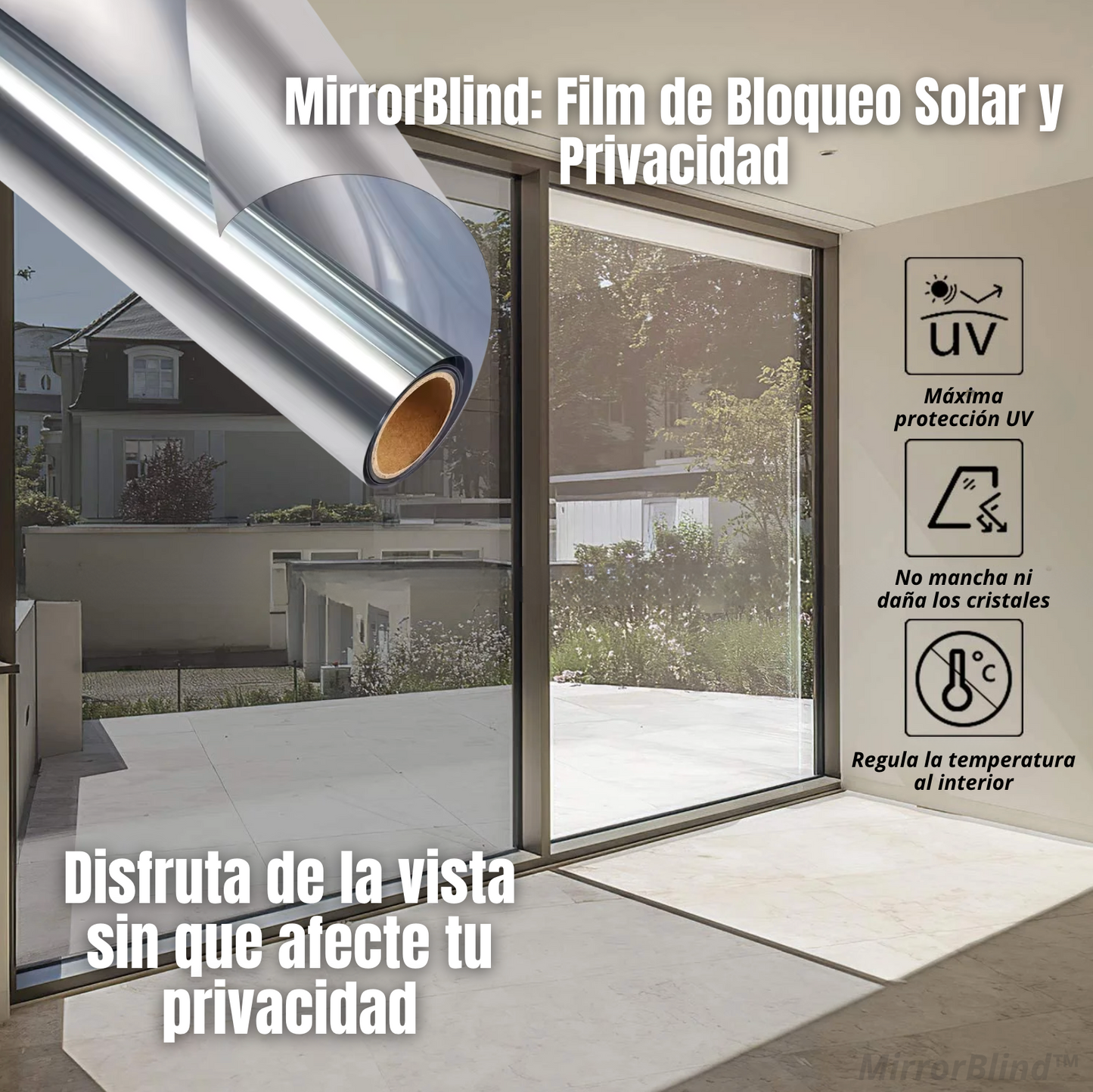 MirrorBlind: Film de Bloqueo Solar y Privacidad