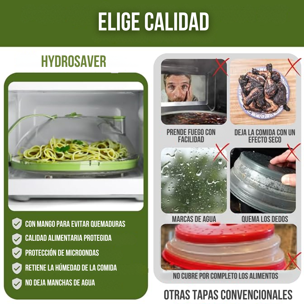 HydroSaver | Cubierta de microondas conservadora de sabor