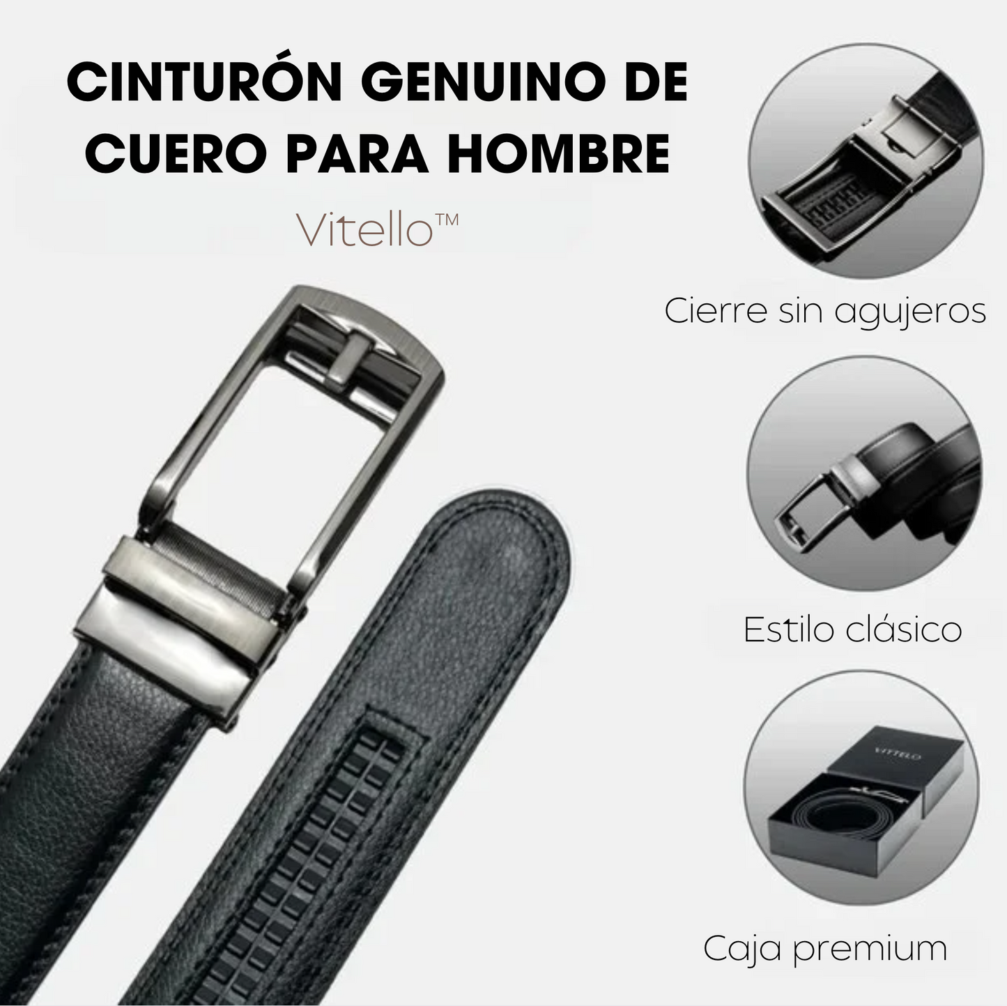 Vittelo| Cinturón ajustable de Cuero Genuino