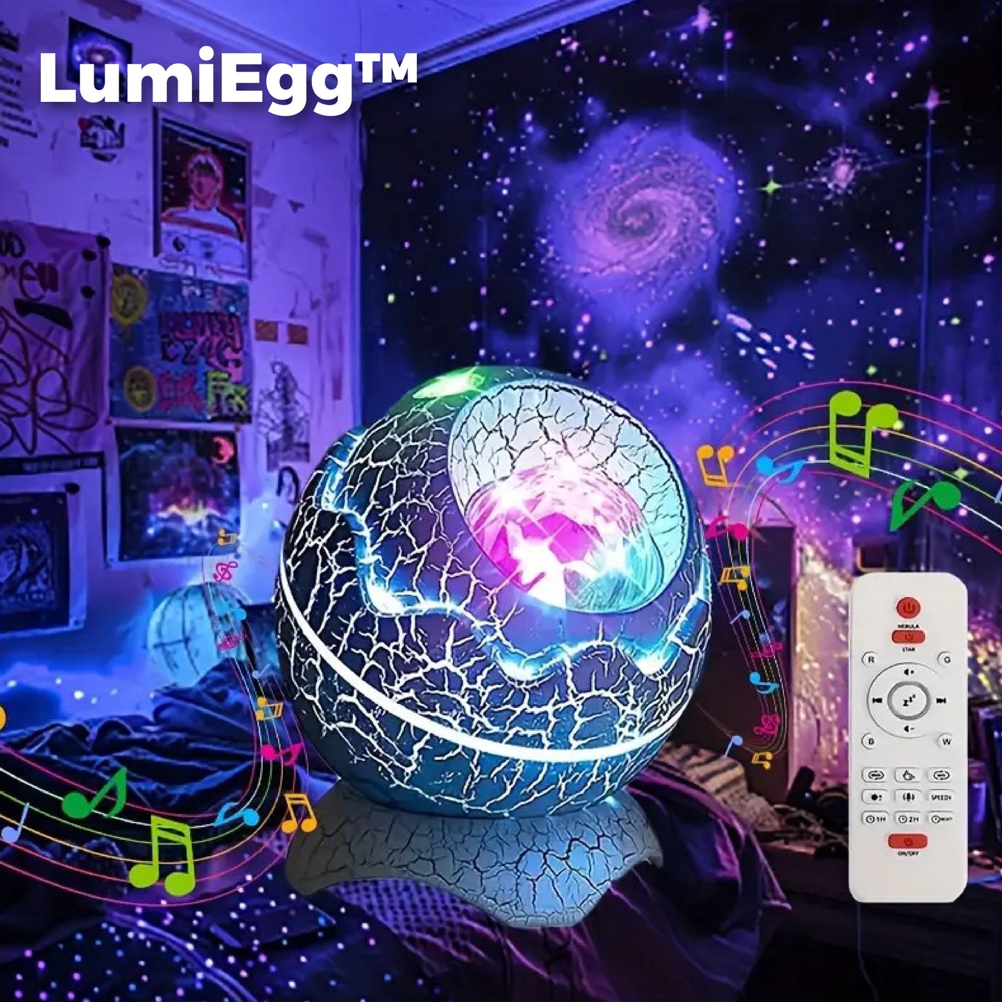 LumiEgg™ – Proyector LED 360° con Música Relajante